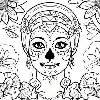 Girly Female Sugar Skull Coloring Page 51423-40671