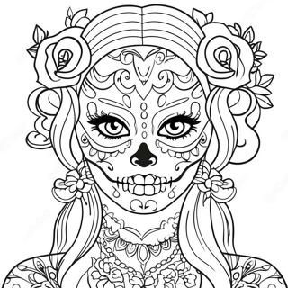 Girly Female Sugar Skull Coloring Page 51423-40672