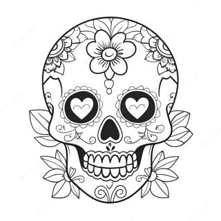 Colorful Girly Sugar Skull With Flowers Coloring Page 51424-40678