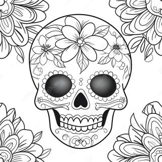 Colorful Girly Sugar Skull With Flowers Coloring Page 51424-40680