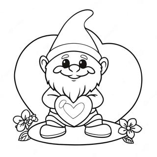 Valentine's Day Gnome Holding Heart Coloring Page 51443-40722