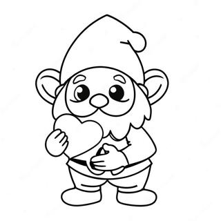 Valentine's Day Gnome Holding Heart Coloring Page 51443-40723