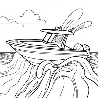 Fast Bass Boat On The Water Coloring Page 51594-40801