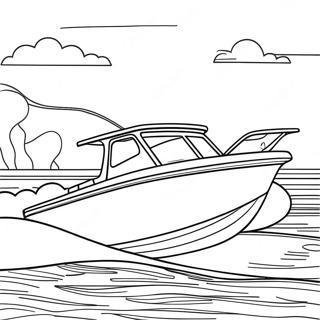 Fast Bass Boat On The Water Coloring Page 51594-40804