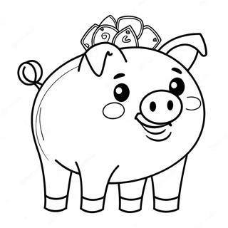 Happy Piggy Bank Coloring Page 51604-40826