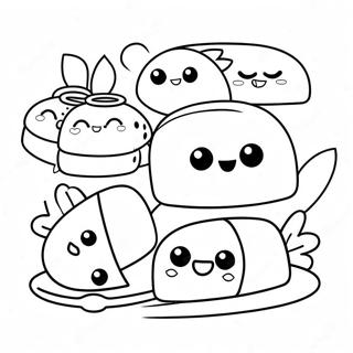 Cute Kawaii Sushi Coloring Page 51714-40915