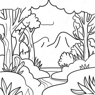 Page À Colorier Scène De Nature À Bord Épais 51784-40958