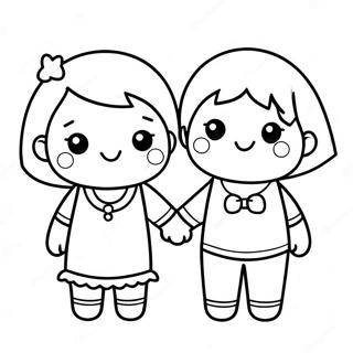 Cute Best Friends Holding Hands Coloring Page 51844-41014