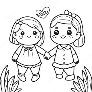 Cute Best Friends Holding Hands Coloring Page 51844-41015