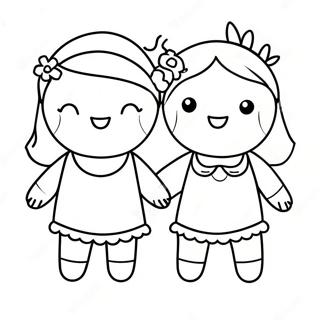 Cute Best Friends Holding Hands Coloring Page 51844-41016