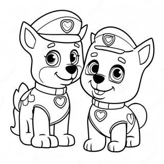 Cute Paw Patrol Characters With Hearts Coloring Page 51924-41073