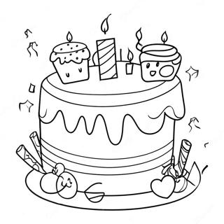 Colorful Birthday Cake Coloring Page 51954-41099