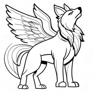 Majestic Winged Spirit Wolf Coloring Page 51984-41126