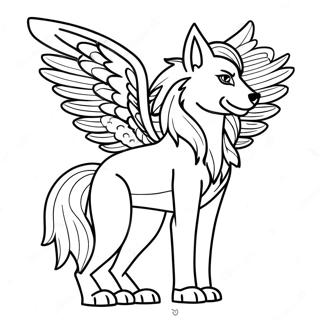 Majestic Winged Spirit Wolf Coloring Page 51984-41127