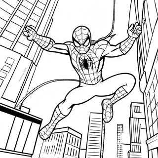 Page À Colorier Spider Man Se Balançant À Travers La Ville 5201-4141