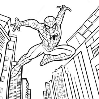 Page À Colorier Spider Man Se Balançant À Travers La Ville 5201-4142