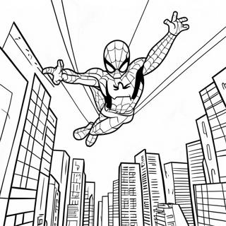 Page À Colorier Spider Man Se Balançant À Travers La Ville 5201-4143