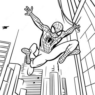 Page À Colorier Spider Man Se Balançant À Travers La Ville 5201-4144