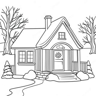 Winter House Scene Coloring Page 52053-41169