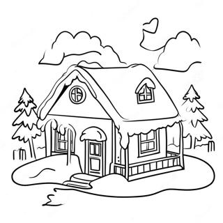 Winter House Scene Coloring Page 52053-41170