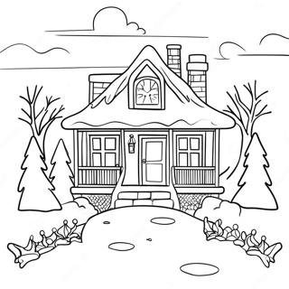 Winter House Scene Coloring Page 52053-41171