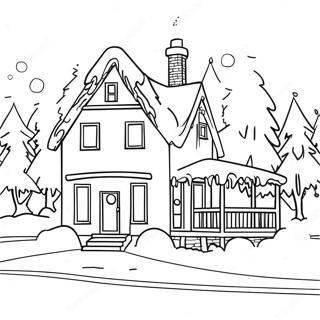 Winter House Scene Coloring Page 52053-41172