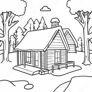 Cozy Winter Cabin Coloring Page 52054-41181