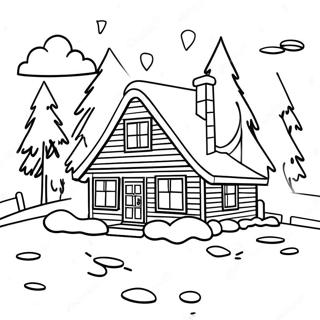 Cozy Winter Cabin Coloring Page 52054-41182