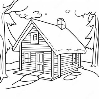 Cozy Winter Cabin Coloring Page 52054-41183