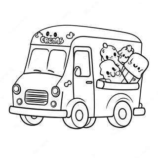 Cute Ice Cream Truck With Happy Kids Coloring Page 52084-41225