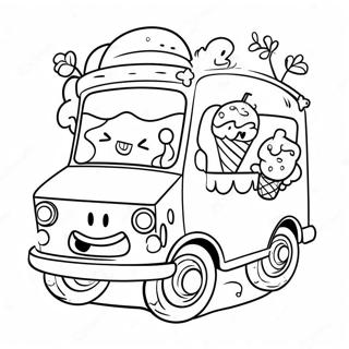 Cute Ice Cream Truck With Happy Kids Coloring Page 52084-41227