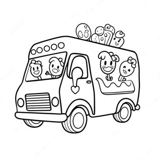 Cute Ice Cream Truck With Happy Kids Coloring Page 52084-41228