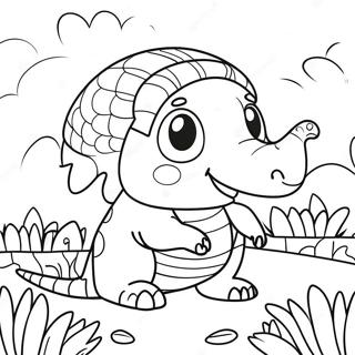 Cute Armadillo In A Flower Field Coloring Page 52164-41270