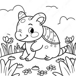 Cute Armadillo In A Flower Field Coloring Page 52164-41271