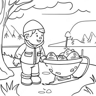 Ice Fishing Coloring Pages