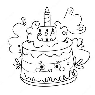 Cute Happy Birthday Aunt With Cake Coloring Page 52284-41369