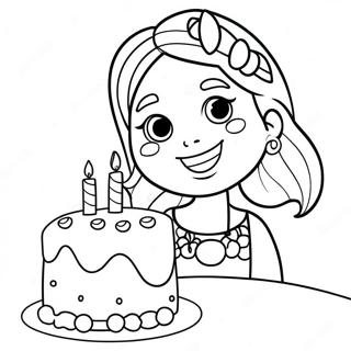 Cute Happy Birthday Aunt With Cake Coloring Page 52284-41370