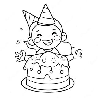 Cute Happy Birthday Aunt With Cake Coloring Page 52284-41371