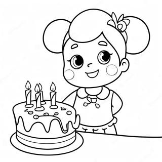 Cute Happy Birthday Aunt With Cake Coloring Page 52284-41372