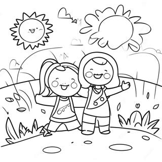 Sunny Morning With Kids Coloring Page 52354-41405