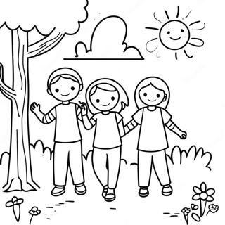 Sunny Morning With Kids Coloring Page 52354-41406