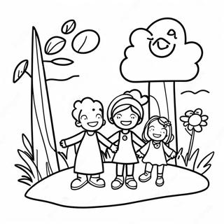 Sunny Morning With Kids Coloring Page 52354-41407