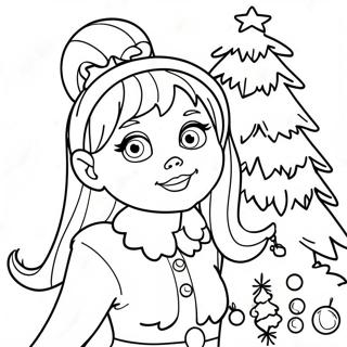 Cindy Lou With Christmas Tree Coloring Page 52364-41422