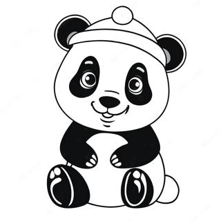 Cute Christmas Panda With Santa Hat Coloring Page 52484-41549