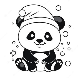 Cute Christmas Panda With Santa Hat Coloring Page 52484-41550