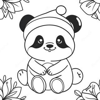 Cute Christmas Panda With Santa Hat Coloring Page 52484-41552