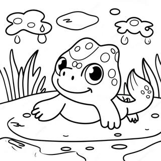 Cute Newt In A Pond Coloring Page 52644-41642