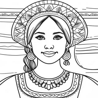 Mexican Girl In Traditional Dress Coloring Page 52703-41685