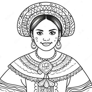 Mexican Girl In Traditional Dress Coloring Page 52703-41688