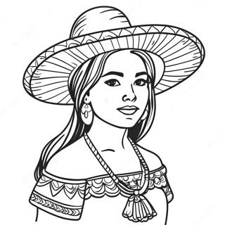 Mexican Girl With Sombrero Coloring Page 52704-41691